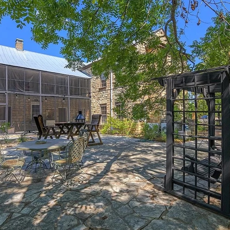 Back courtyard and enclosed porches